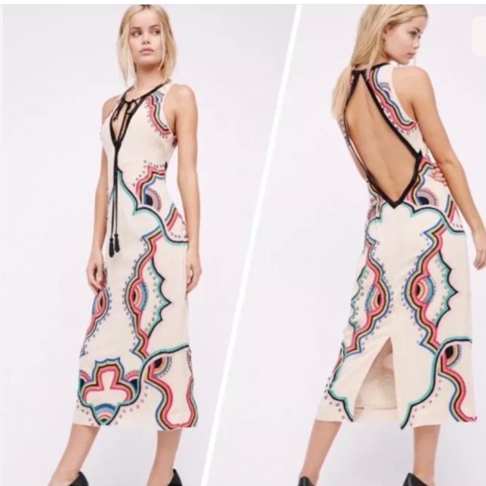 Free People beaded embroidered dress XS size 4
